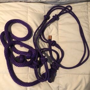 Purple rope halter. Attached matching lead